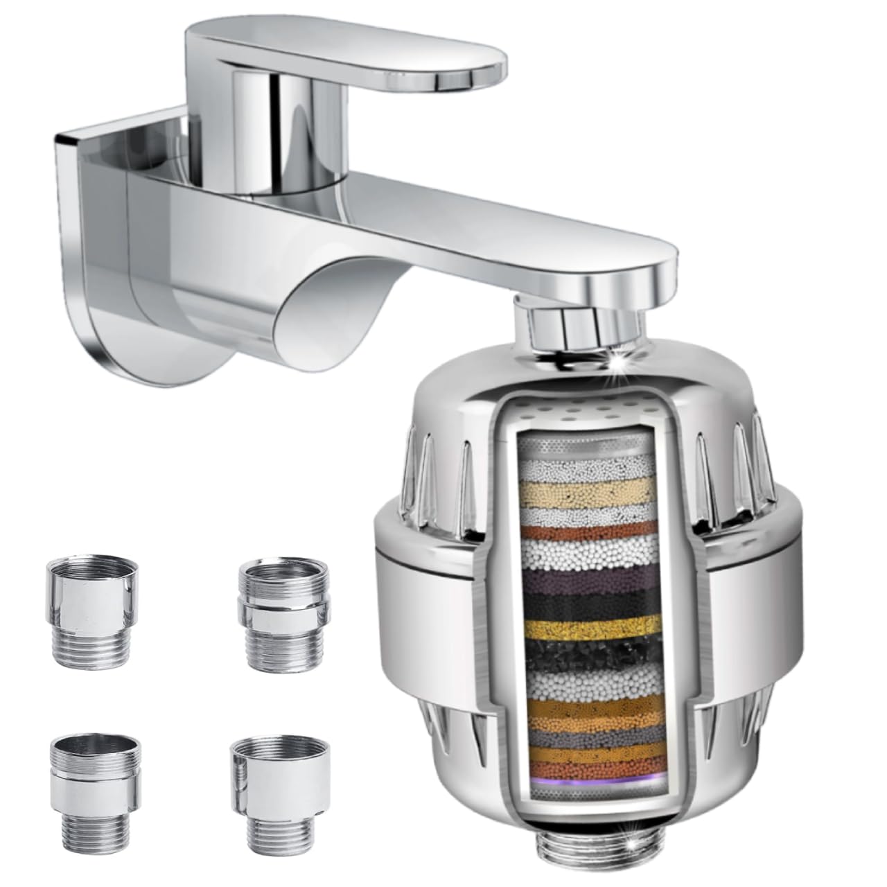 Noir Aqua 22 Stage Shower Head and Tap Filter for Bathroom Hard Water Softner SF-22 Pro | Water Softener | Reduces hair fall, Protects Skin | Remove Chlorine and Harmful Chemicals-image-46