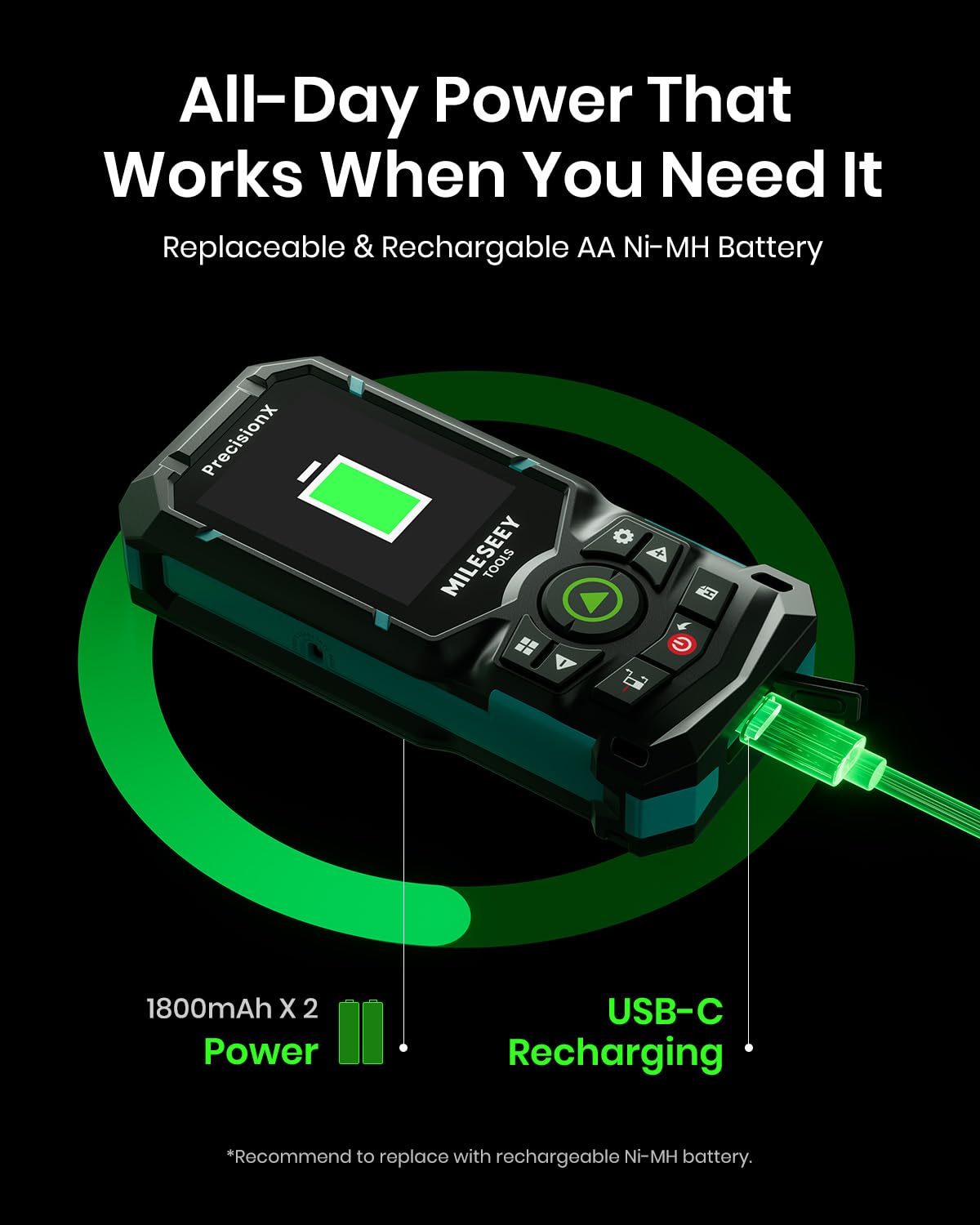 MILESEEY S50 Green Laser Distance Meter, 400 ft Laser Measure, P2P — Amazon image 8