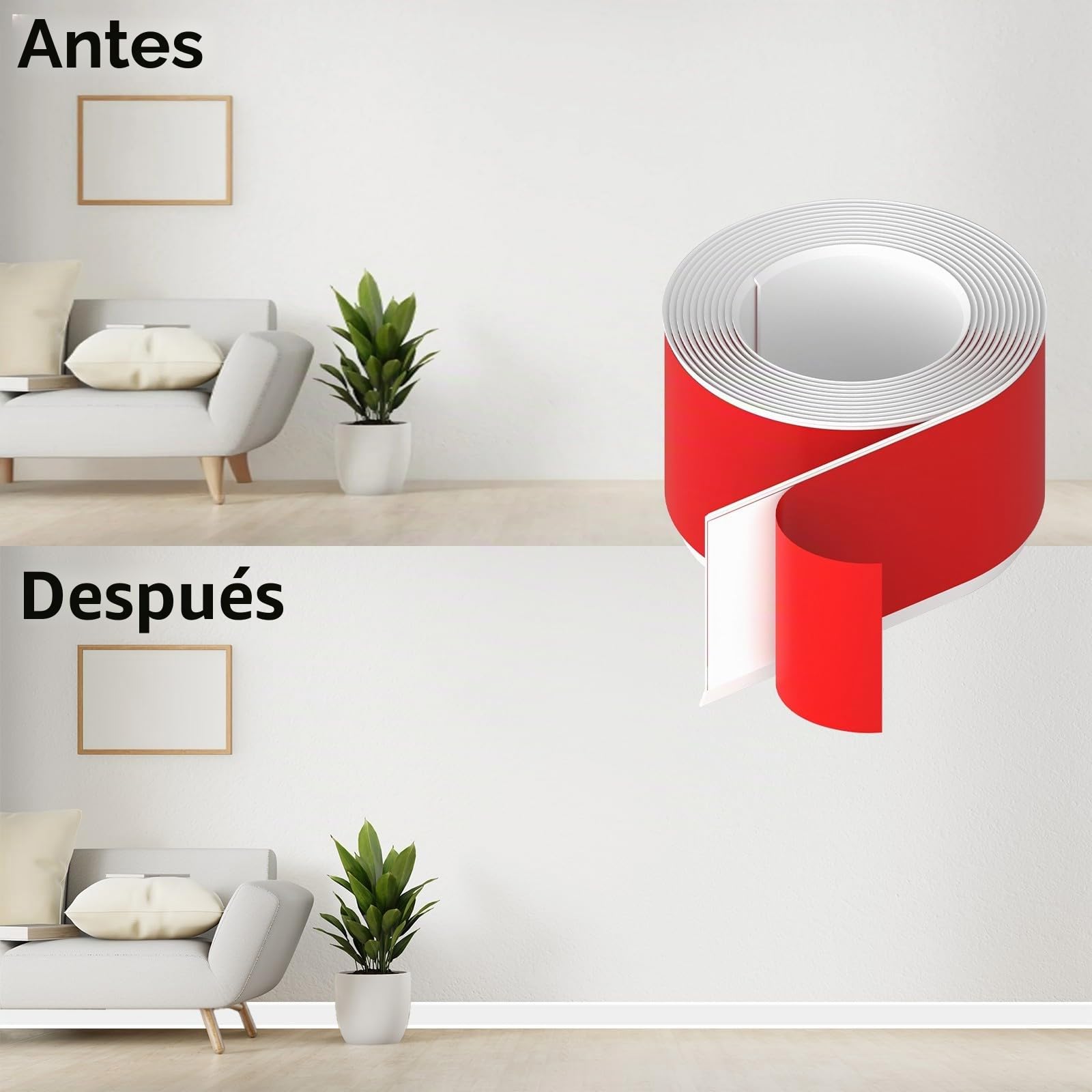 Rodapies Autoadhesivo Ancho Flexible Blanco 100x20mm 6M Pvc Zocalo