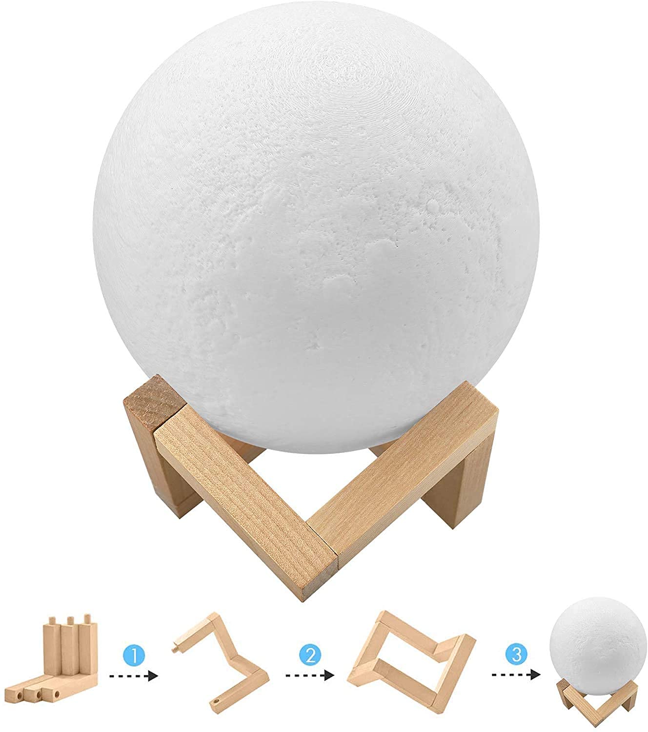 Lampara Luna Personalizada 3D Con Tu Foto Y Texto, USB Recargable 16 colores Control remoto y táctil controlar, Regalos para Novio, Novia, Amigo, Padre y Tu Madre, Moon Light Lamp Diámetro (15cm)