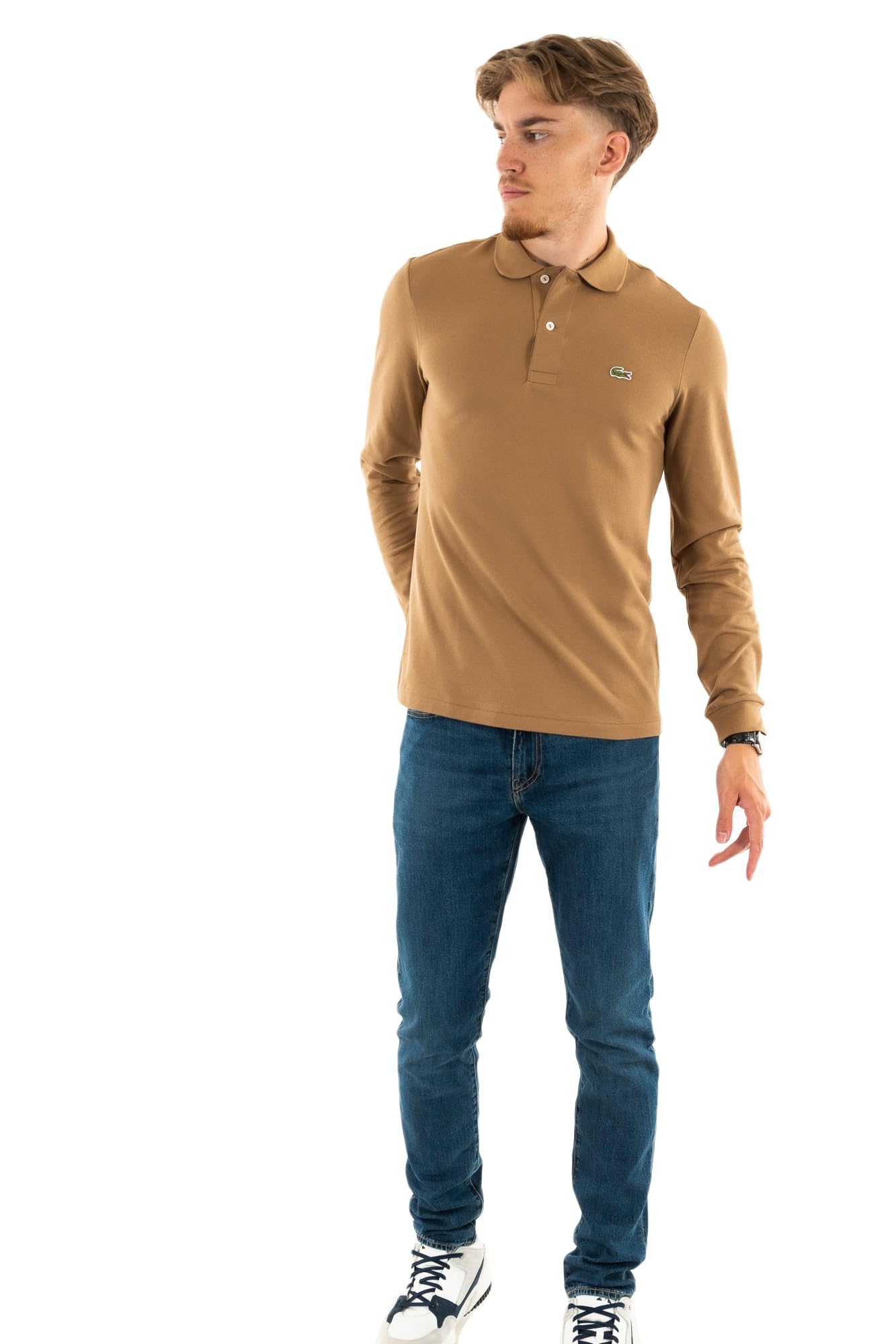 Lacoste Polo da Uomo Originale L.12.12 a Maniche Lunghe, in Cotone, Classica
