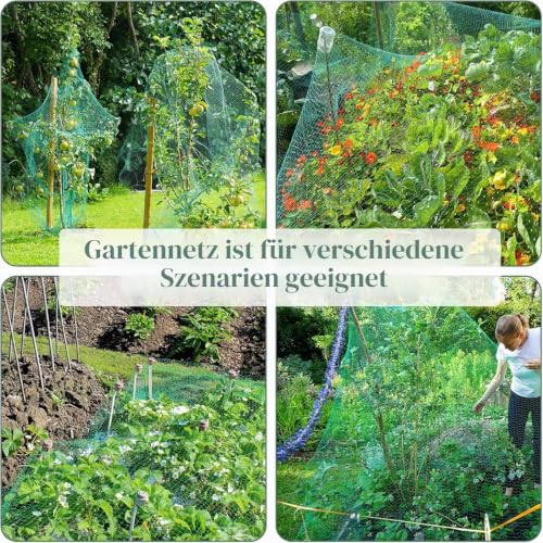 4m x 6m Vogelnetze Vogelschutznetz Engmaschig, mit 20 Schwarzen Erdankern (11 cm), Vielseitiges Taubennetz Balkon, Netz Garten für Früchte, Saatgut, Teichabdeckung, Pflanzenzaun und Erdbeer-Schutznetz