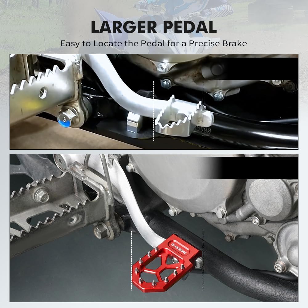 NICECNC Brake Lever Pedal Extender and Engine Frame Guard Stickers Compatible with Yamaha YFZ450R 2009 2010 2011 2012 2013-2023,YFZ450X 2010-2011