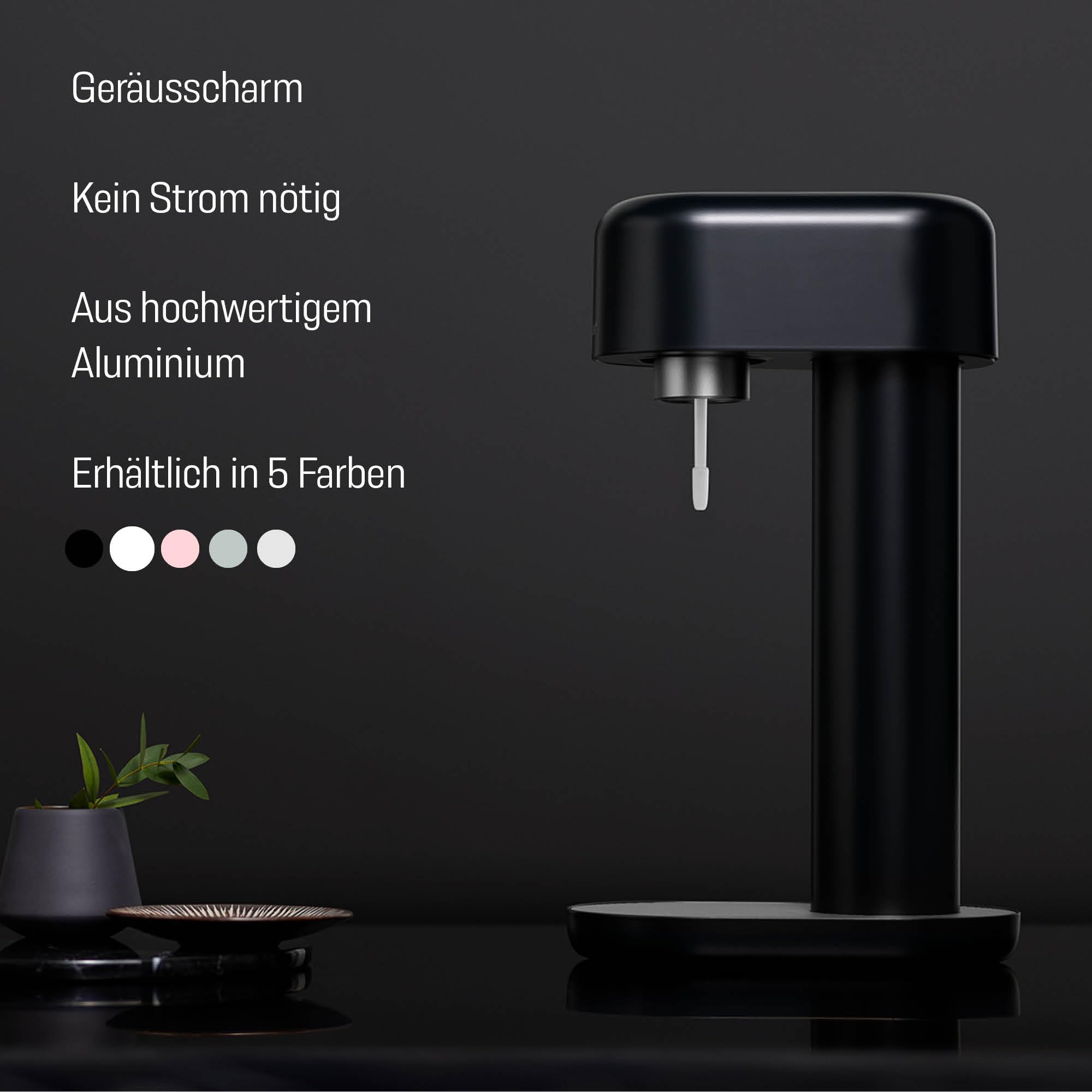 Mysoda: Ruby Set Wassersprudler - Weiß | aus Aluminum mit 1L und 0.5L Quick-Lock BPA-freien Plastikflaschen (ohne CO2-Zylinder)