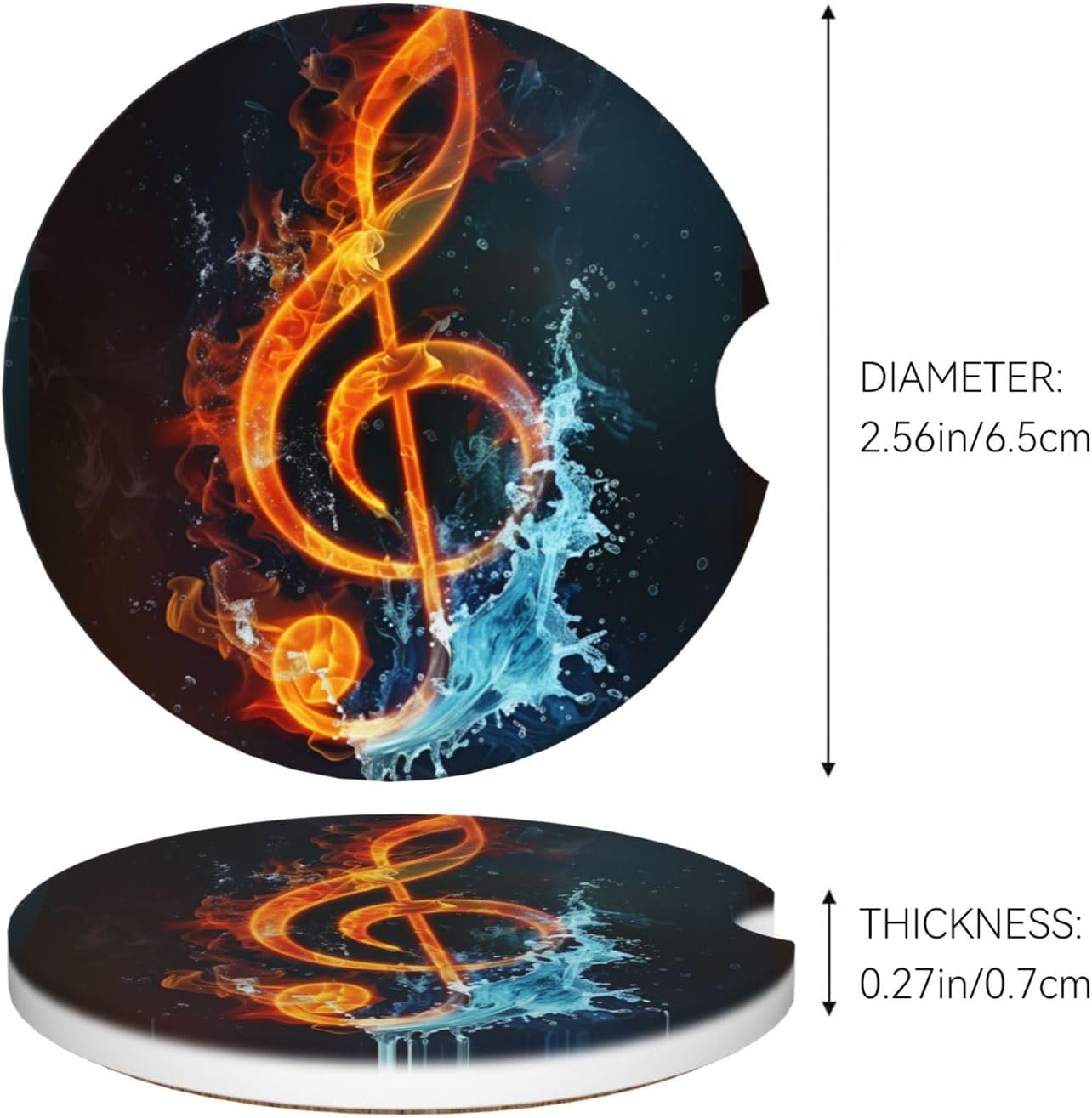 2pcs Car Cup Holder Coaster Car Coaster Fire Music Note Lover Absorbent Car Coaster Absorbent Drink Coaster for Car Decor Auto Accessories