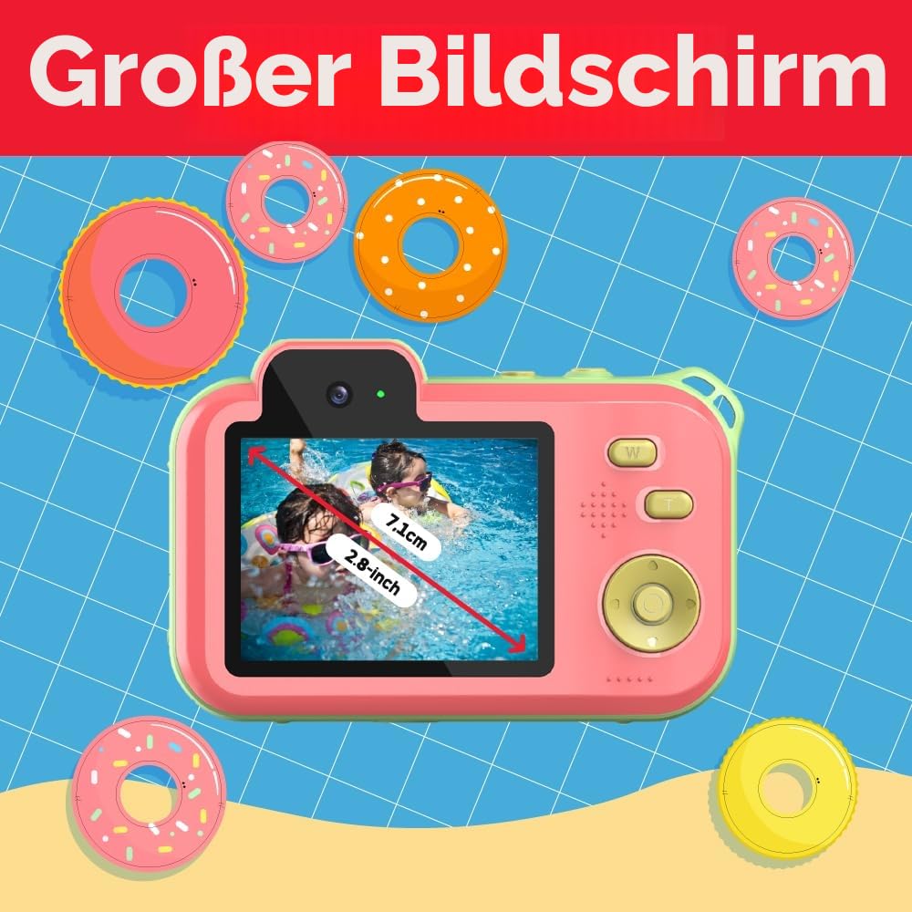 AgfaPhoto Realikids Cam Waterproof 2 – Appareil Photo Enfant Étanche 12MP, Vidéo HD, Mode Selfie, Filtres et Cadres, Jeux Intégrés, Batterie Lithium - Bleu