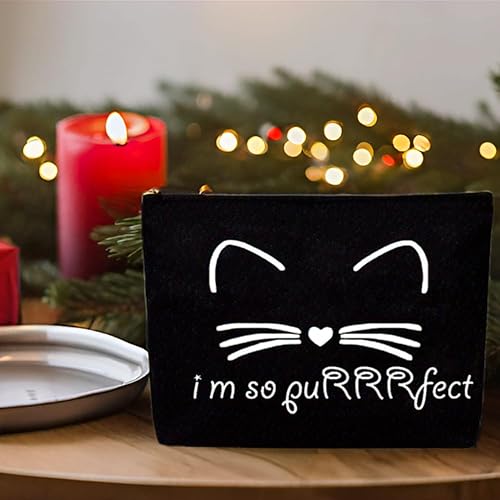 Miniatura 2 de Regalos de Navidad para amantes de los gatos, bolsa de maquillaje de gato negro, bolsa de cosméticos para gatos negros, espejo de gato negro,