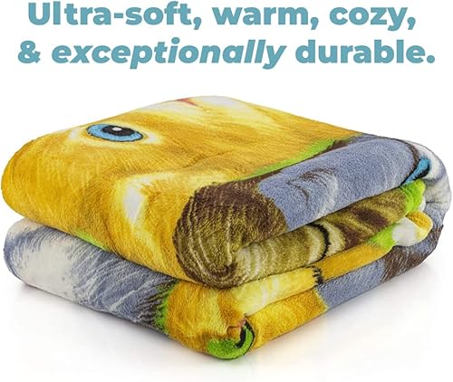 Miniatura 2 de Dawhud Direct Manta de forro polar de gato selfie de dibujos animados para cama, 75 x 90 pulgadas, manta de forro polar de gatito tamaño Queen para