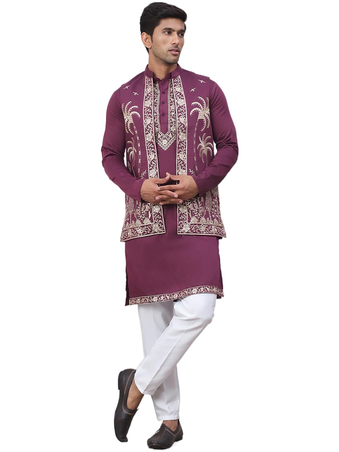 jompers Men's Embroidered Waistcoat and Kurta Pyjama-picture-22