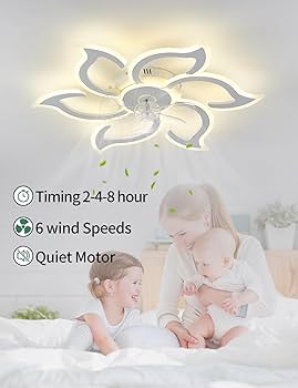 SIJINCHEN Flower Ceiling Fans with Lights and Remote, 33.5