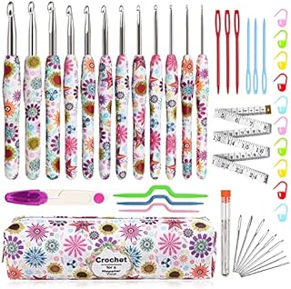 Aeelike Crochet Hooks Sets for Beginners, Professional Crochet Starter Set for Adults, Ergonomic Crochet Hooks Set Soft Grip 2.25mm-8mm and Accessories, Pretty Crochet Gift Kit for Crochet Lovers