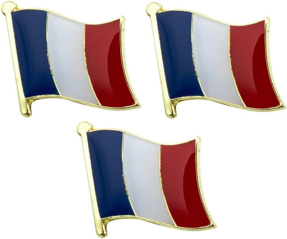 set of 3 x Flag of France French Pin Badges
