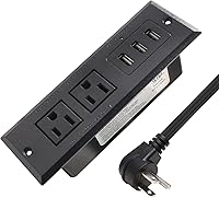 Vista 1 de Regleta de alimentación de escritorio con toma de corriente de escritorio empotrada USB, 2 tomacorrientes, 3 puertos USB (15 W3 A), estación