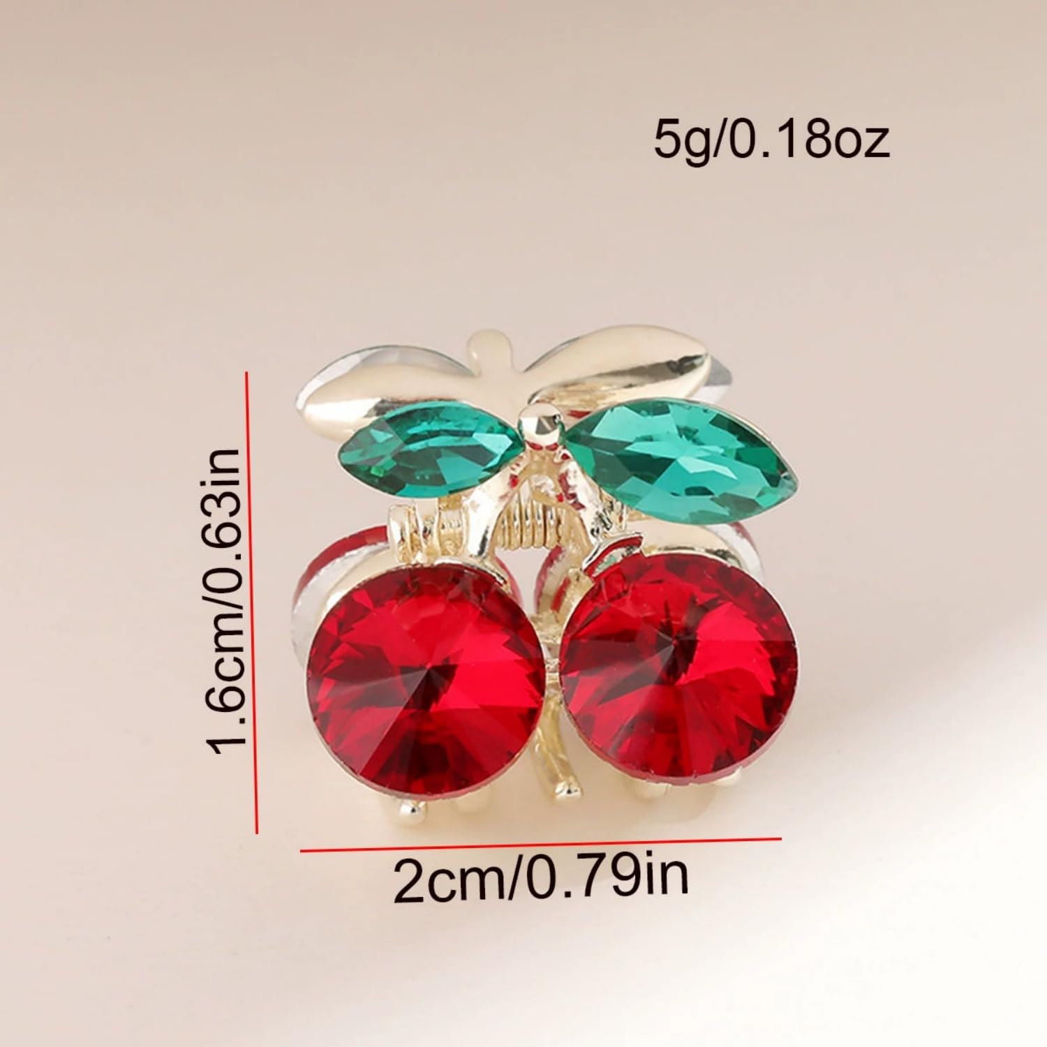 2pcs Mini Crystal Cherry Small Hair Clips - Cute Cherry Hair Claw Alloy Small Bangs Claw Clips Red Broken Hair Clip Mini Duckbill Hairpin Clips Cherry Hair Accessories for Women Girls image 5