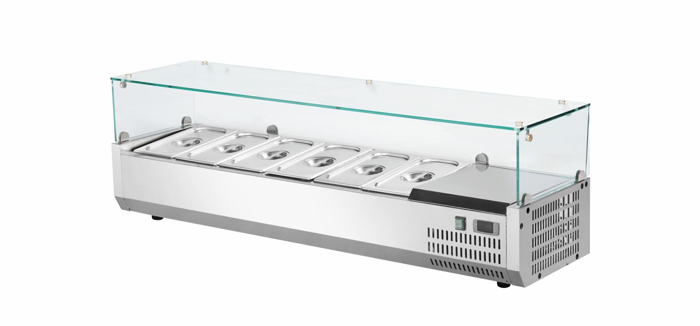 METRO Professional Vetrina refrigerata GHS2150, acciaio inox/vetro, 150 x 39.5 x 43.5 cm, 52 L, 135 W, compatibile con GPT2100, argento