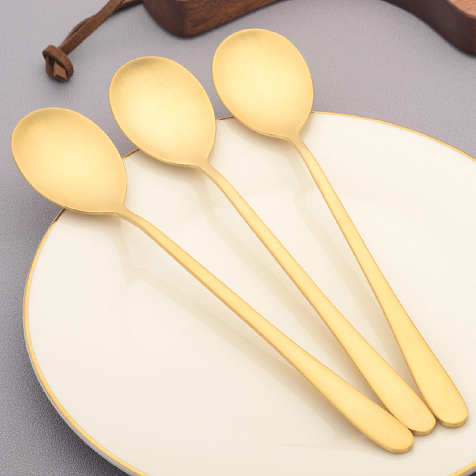 Cuillère à soupe en cuivre 100 % pur forgé artificiellement de 20 cm, convient pour la maison, les restaurants, les desserts, les gâteaux, la crème glacée (20 cm)