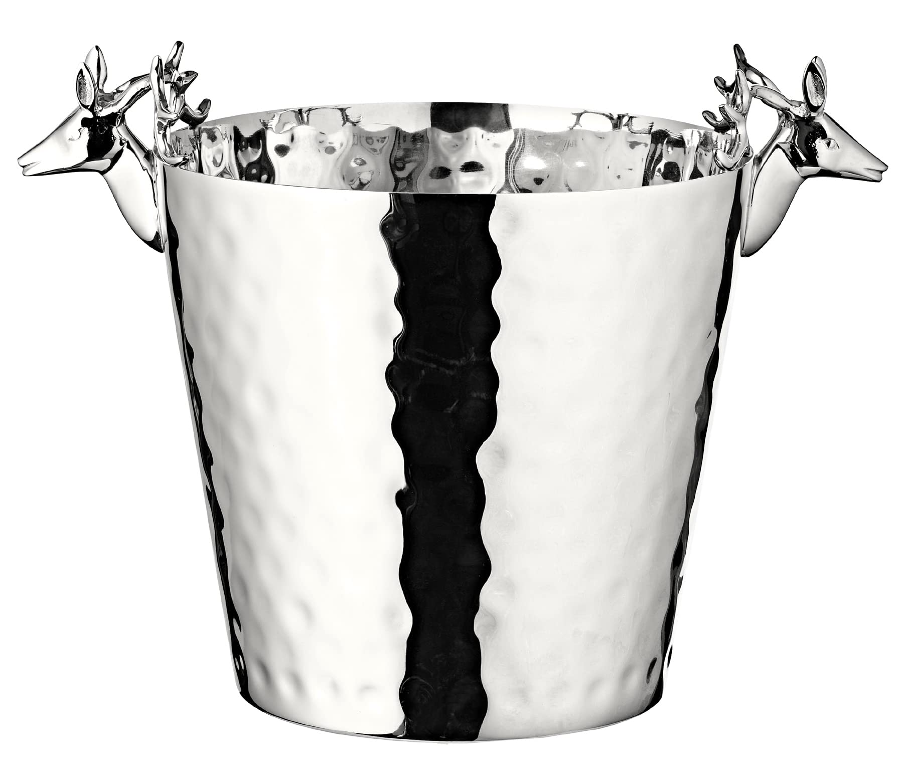 EDZARD Champanera Enit (H 28 cm, Ø 20 cm), acero inoxidable martillado, con asa, para 1 botella – enfriador de vino, enfriador de botellas, cubitera