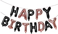 Vista 24 de KALOR Pancarta de Globos Dorados de Feliz Cumpleaños, Letras de Globos de Papel de Aluminio Mylar de 16 Pulgadas Letrero para Decoraciones de Fiesta