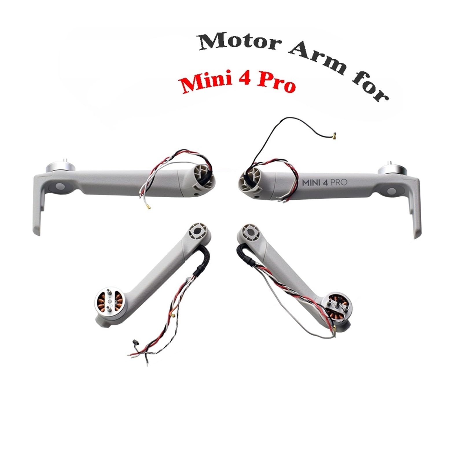 Brazos de motor, compatibles con DJI, Mini 4 Pro Reparación de drones Piezas de repuesto Izquierda Derecha Delantera Trasera(1 set)