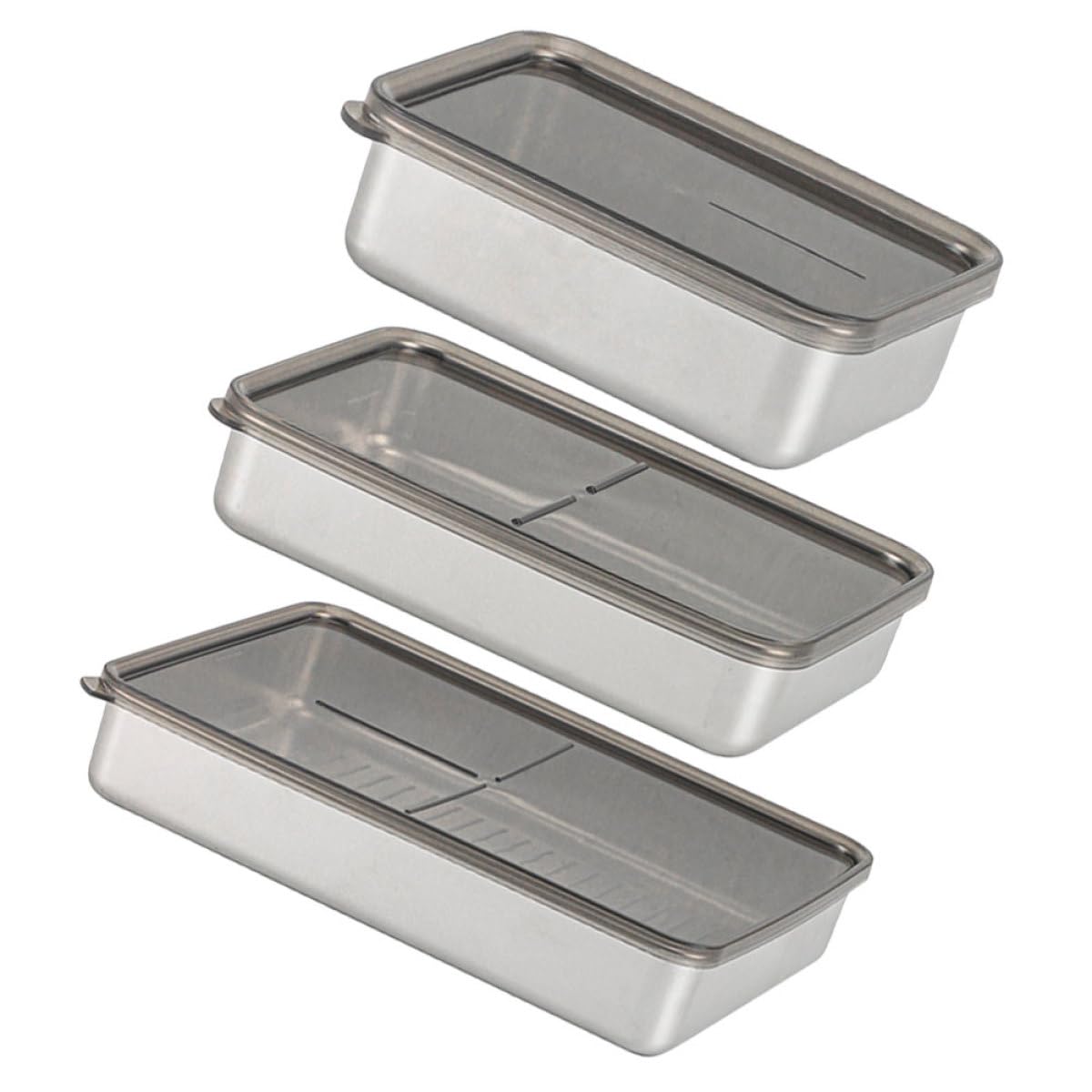 Lot de 3 récipients alimentaires en acier inoxydable avec couvercles 2000 ml, 800 ml, 400 ml