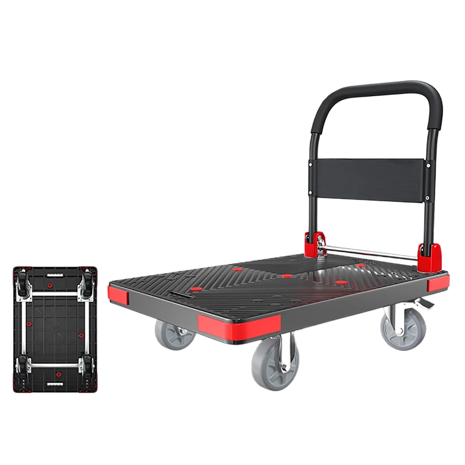 LKLNKVL Handcart, 400kg/880lbs Load Capacity, Save Space, Suitable for Schools, Hospitals, Warehouses, Supermarkets(Black)