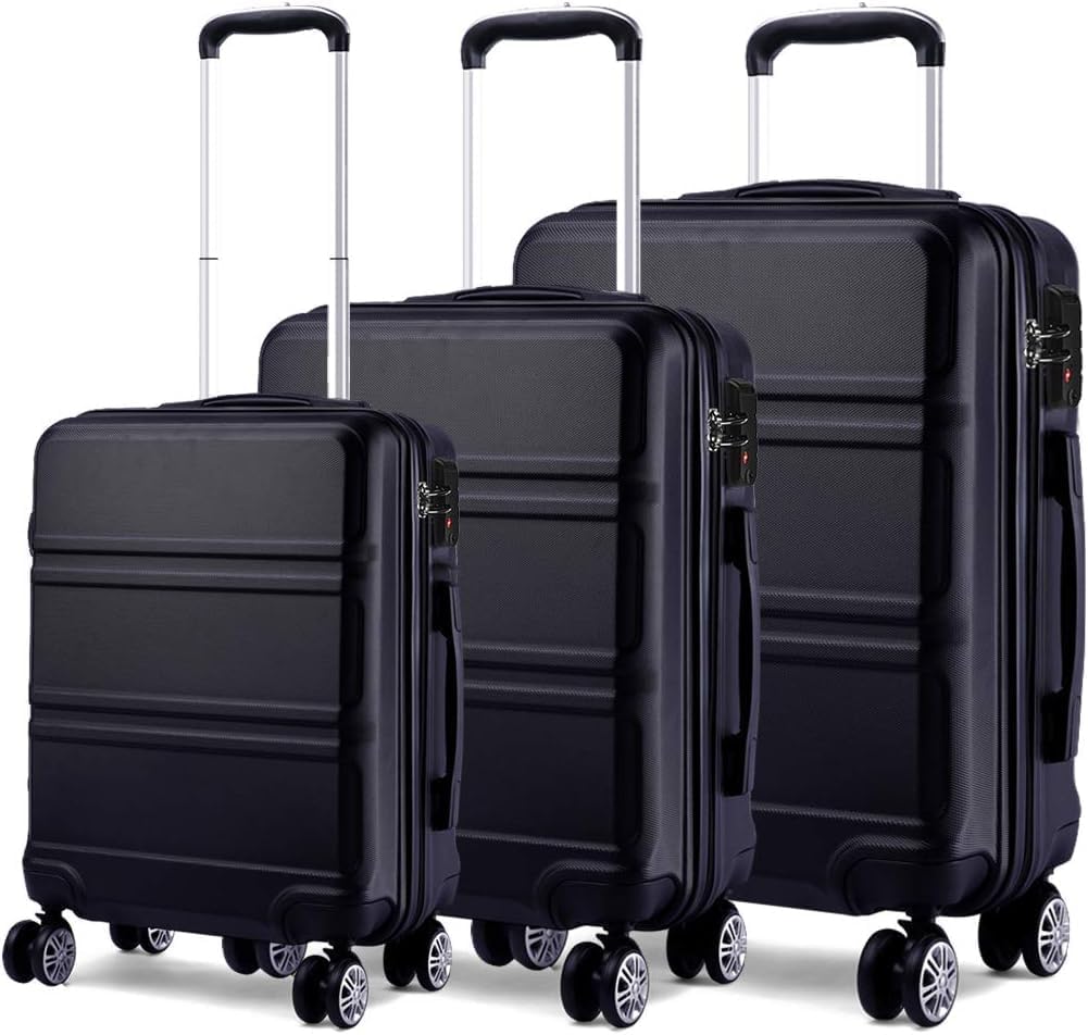 Kono 3 Piece Luggage Sets Lightweight with Spinner Wheels