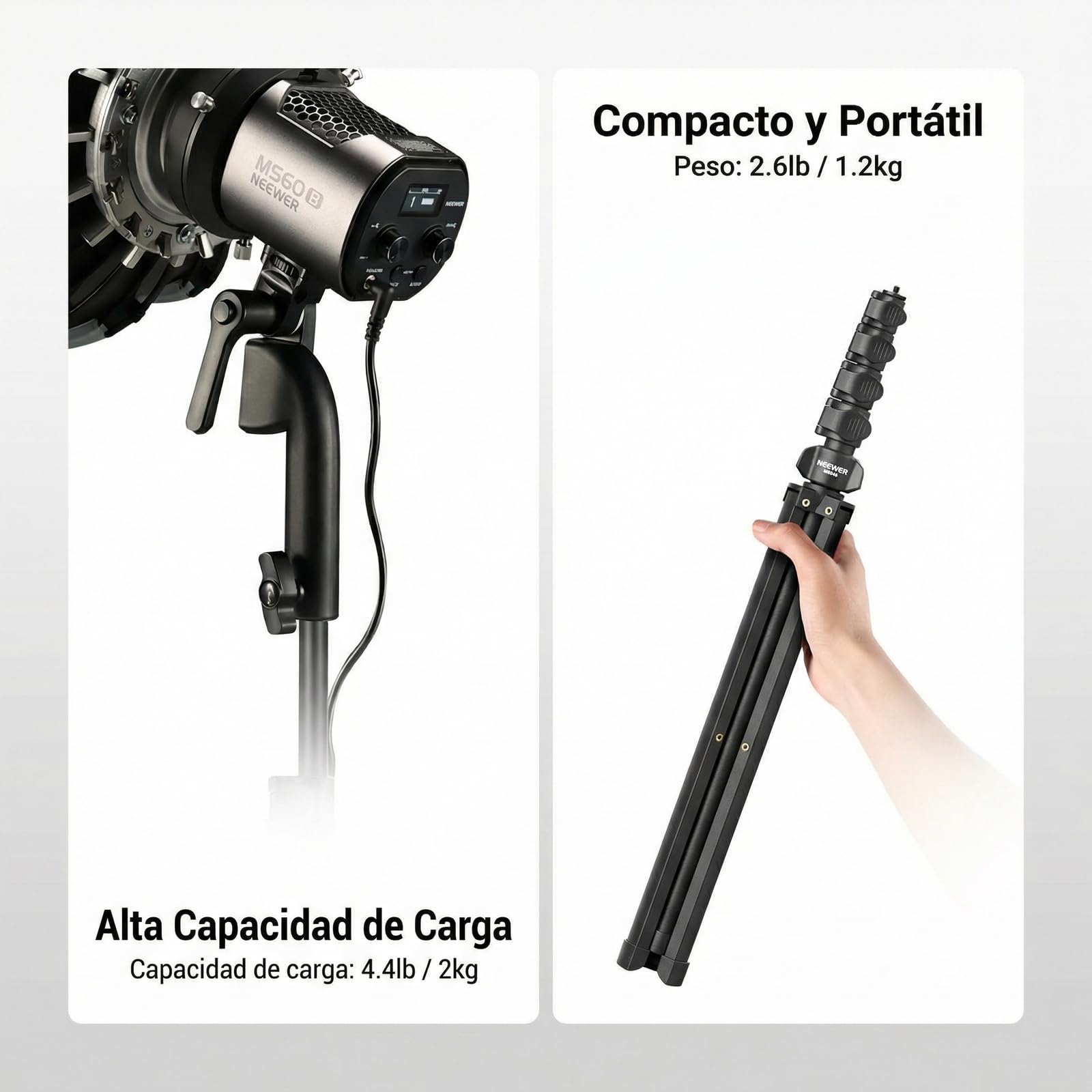 NEEWER MS046 - Soporte de micrófono con brazo de brazo, soporte ajustable resistente y brazo con 2 abrazaderas de soporte de micrófono, 3 clips de cable, bolsa, adaptador de 3/8 a 5/8 pulgadas para