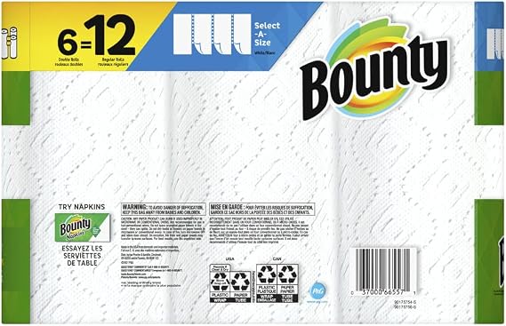 Bounty Select-A-Size Paper Towels, White, 6 Count