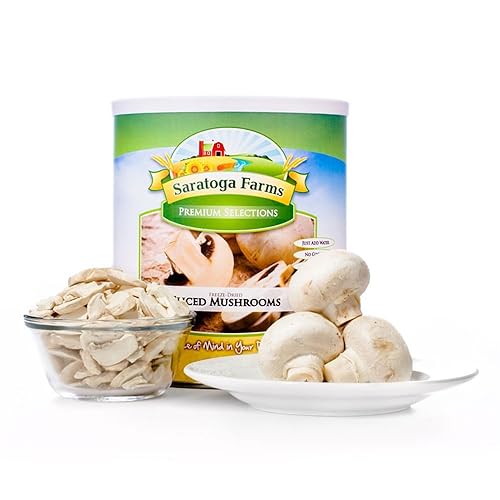 Saratoga Farms Champiñones liofilizados, 1 almacenamiento de alimentos de emergencia, 48 porciones totales de verduras liofilizadas con una vida