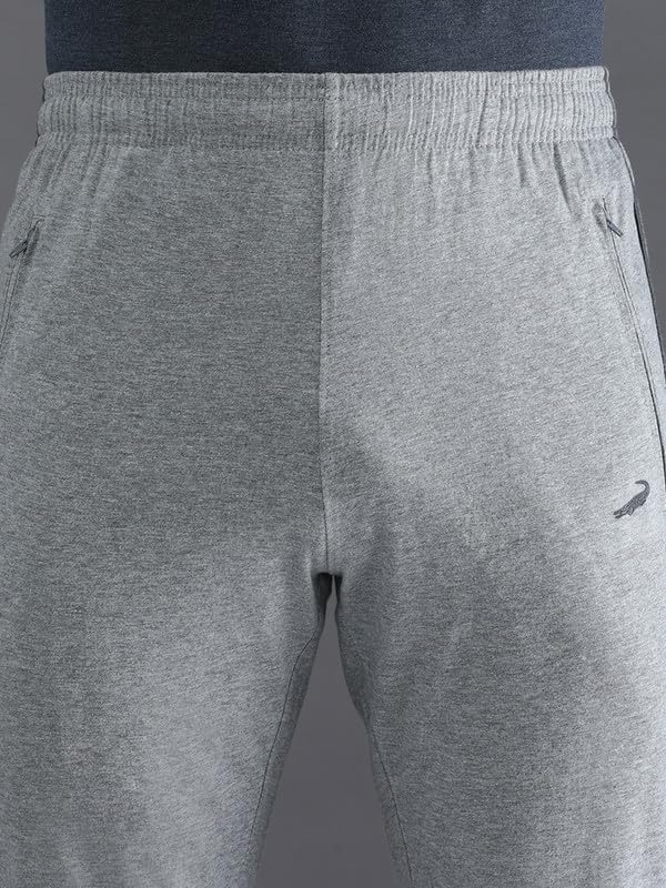 Image of CROCODILE Men Solid Slim Fit Track Pant | Single Jersey Fabric | Drawstring Waist | 3 Pockets