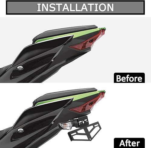 Miniatura 5 de PSLER Soporte para placa de matrícula eliminador trasero para Ninja 400 Z400 250 2018 2019 2020 2021 2022 2023