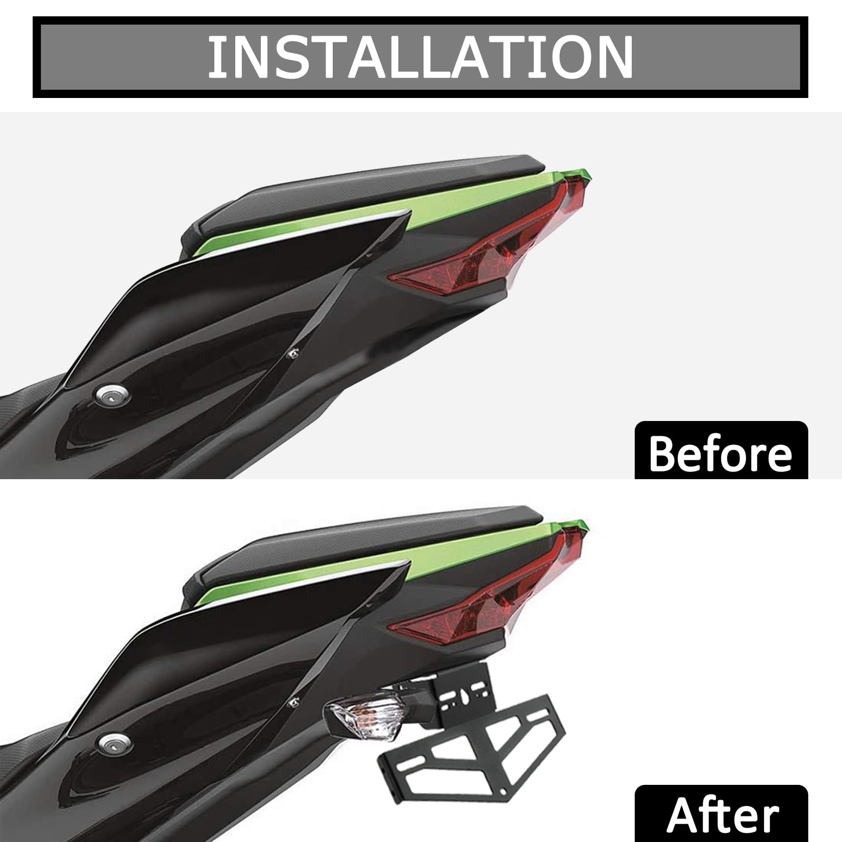 Staffa per Targa per Ninja 250 400 Z400 2018 2019 2020 2021 2022, PSLER Portatarga Accessori per Moto