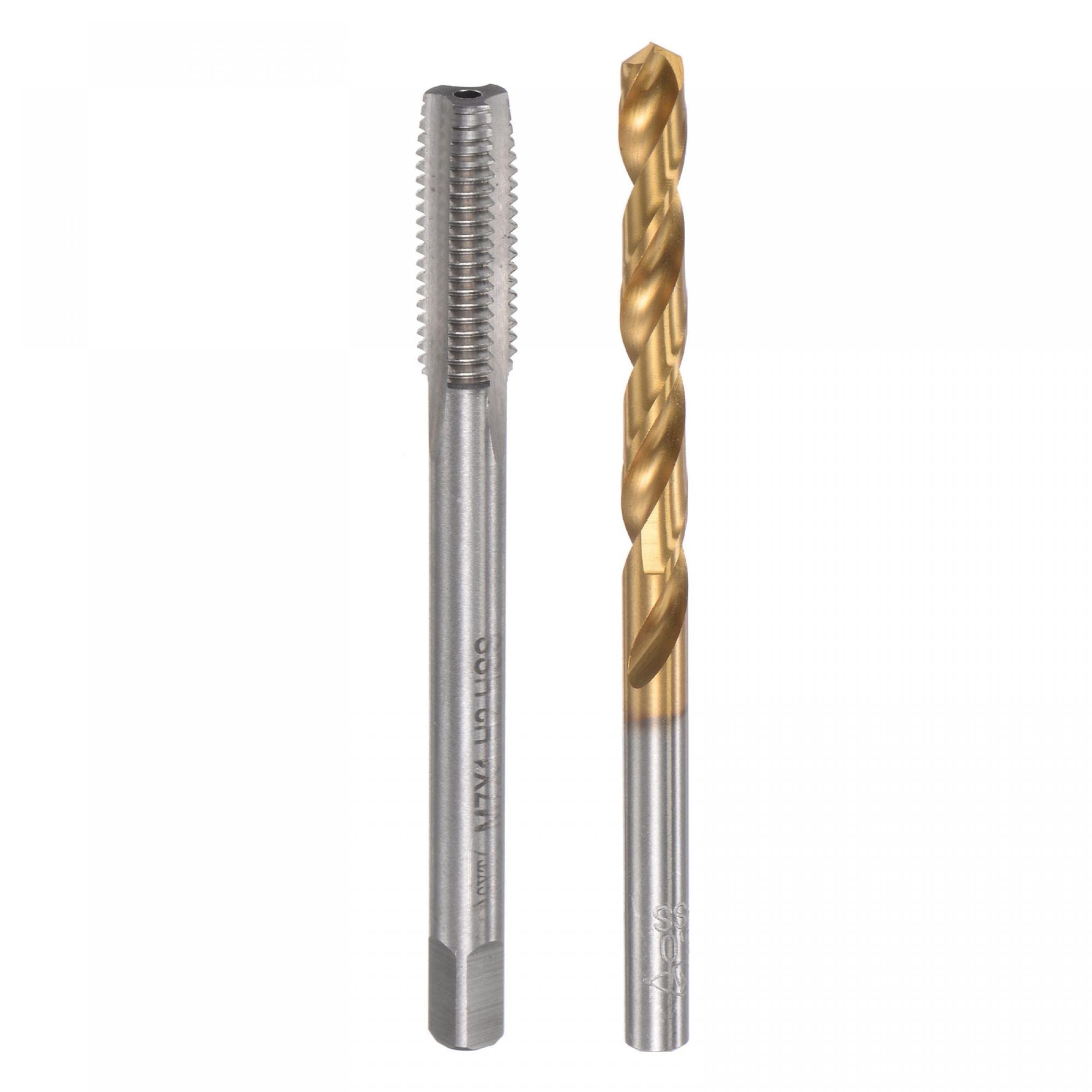 uxcell M7 x 1 Straight Flute Thread Tap and 6.0mm Twist Drill Bit Set, Metric Titanium Plated 6542 High Speed Steel Machine Screw Thread Tap Threading