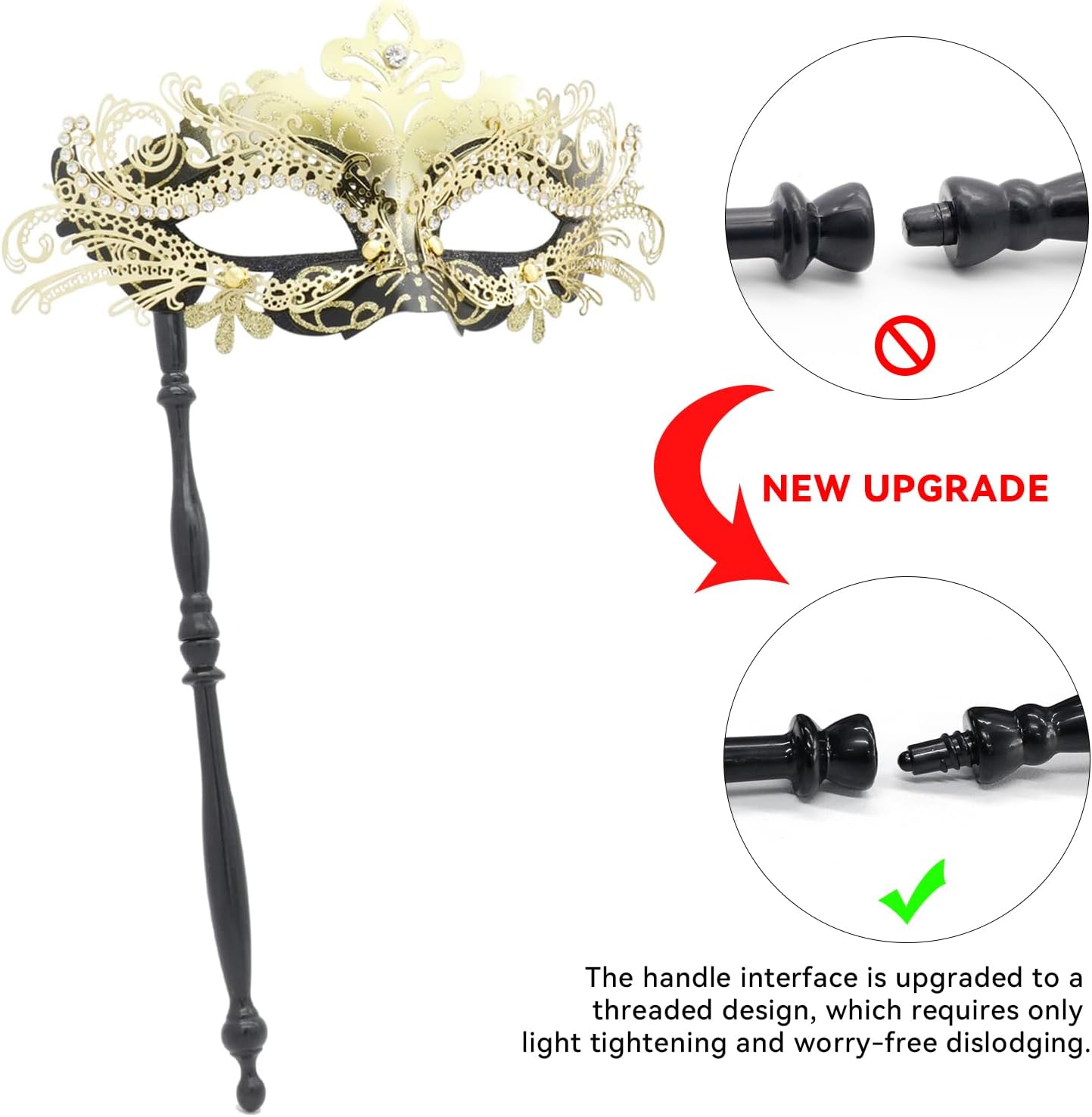 Coddsmz Masquerade Mask with Stick Venetian Mask Mardi Gras Decorations for Womens Halloween Costume Mask - Image 6