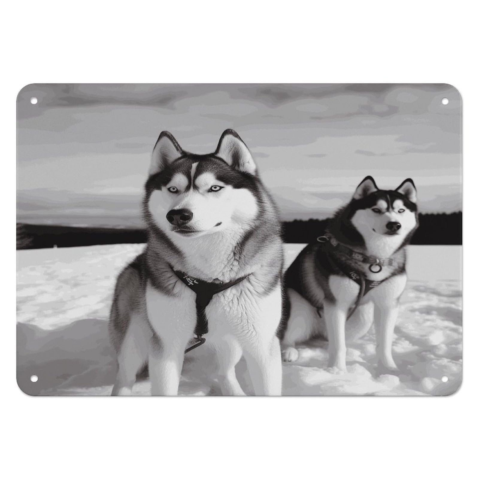 Btcowzrv Style Husky Dogs Snow Metal Sign, 5.5" X 7.9" Tin Wall Decor, Wall Art Plaques For Home Wedding Decor Room Living Room Decoration