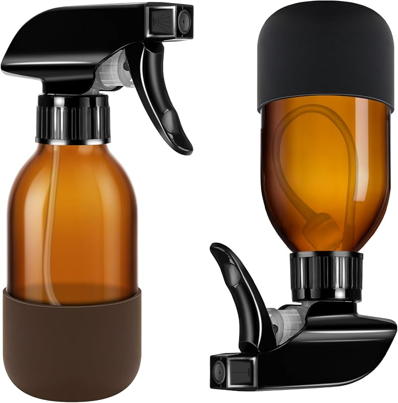 Frascos spray de vidro âmbar Tecohouse com capa de silicone, 120 mL, pacote com 2