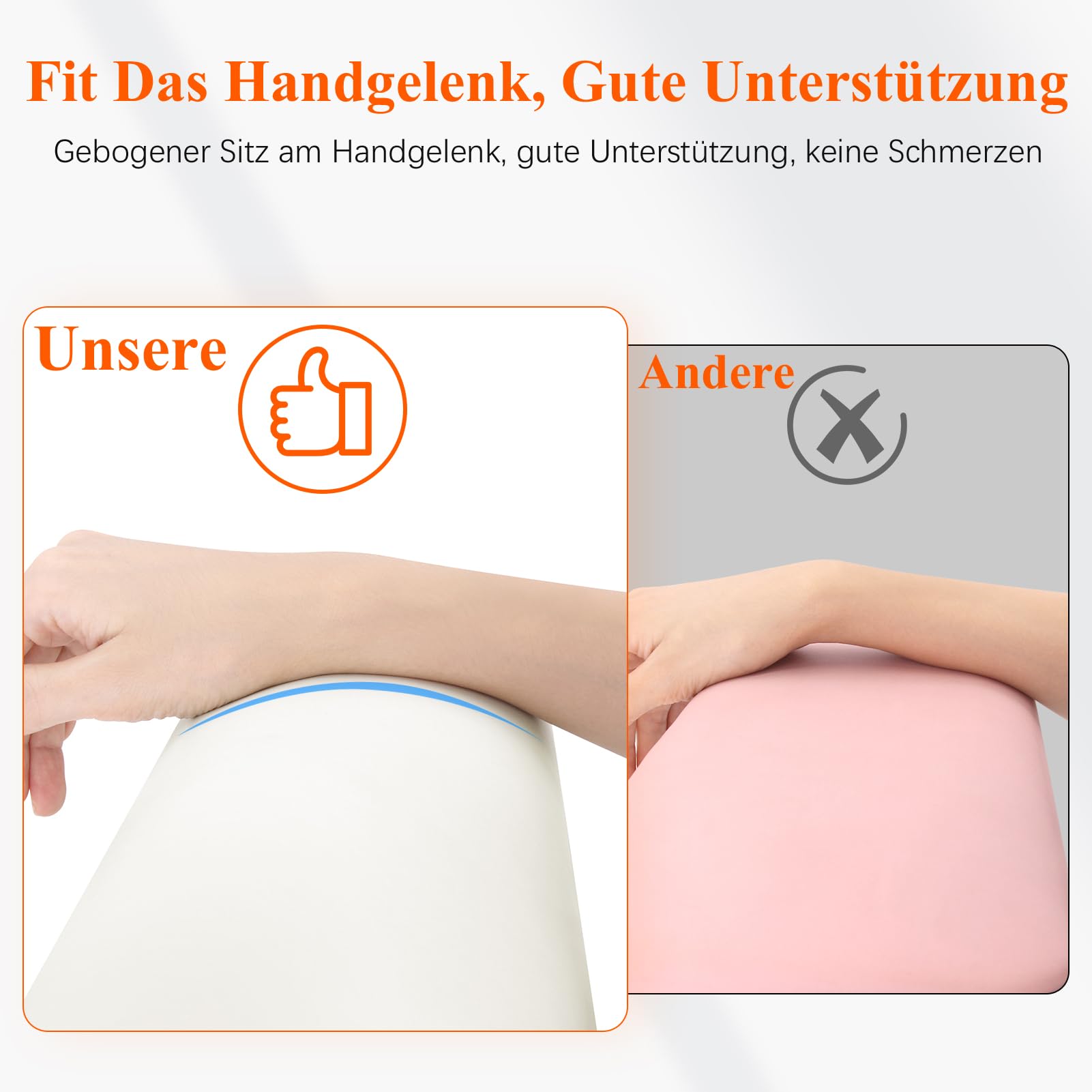 Handauflage Nagelstudio Handgelenkauflage, Armauflage für Nägel, Wrist Rest für Nägel für Nageltechniker Handkissen Nagelstudio Maniküre-Hand, Mit Beinen aus Aluminiumlegierung ﻿ (Weiß)