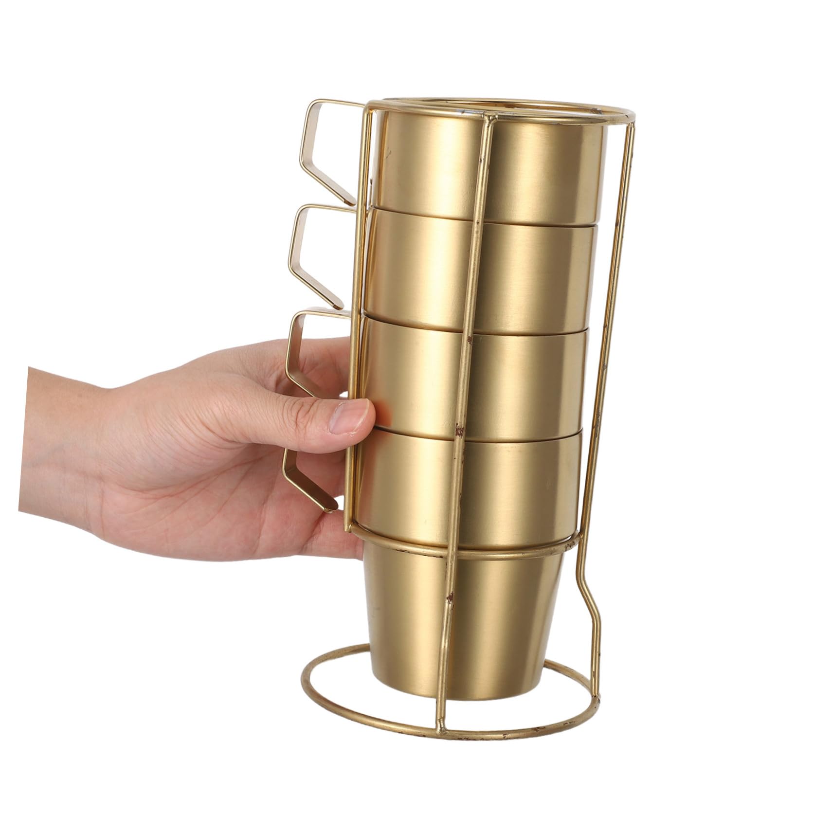 Homoyoyo Juego de Tazas de Café de Acero Inoxidable 300ml con Asa, Dobles