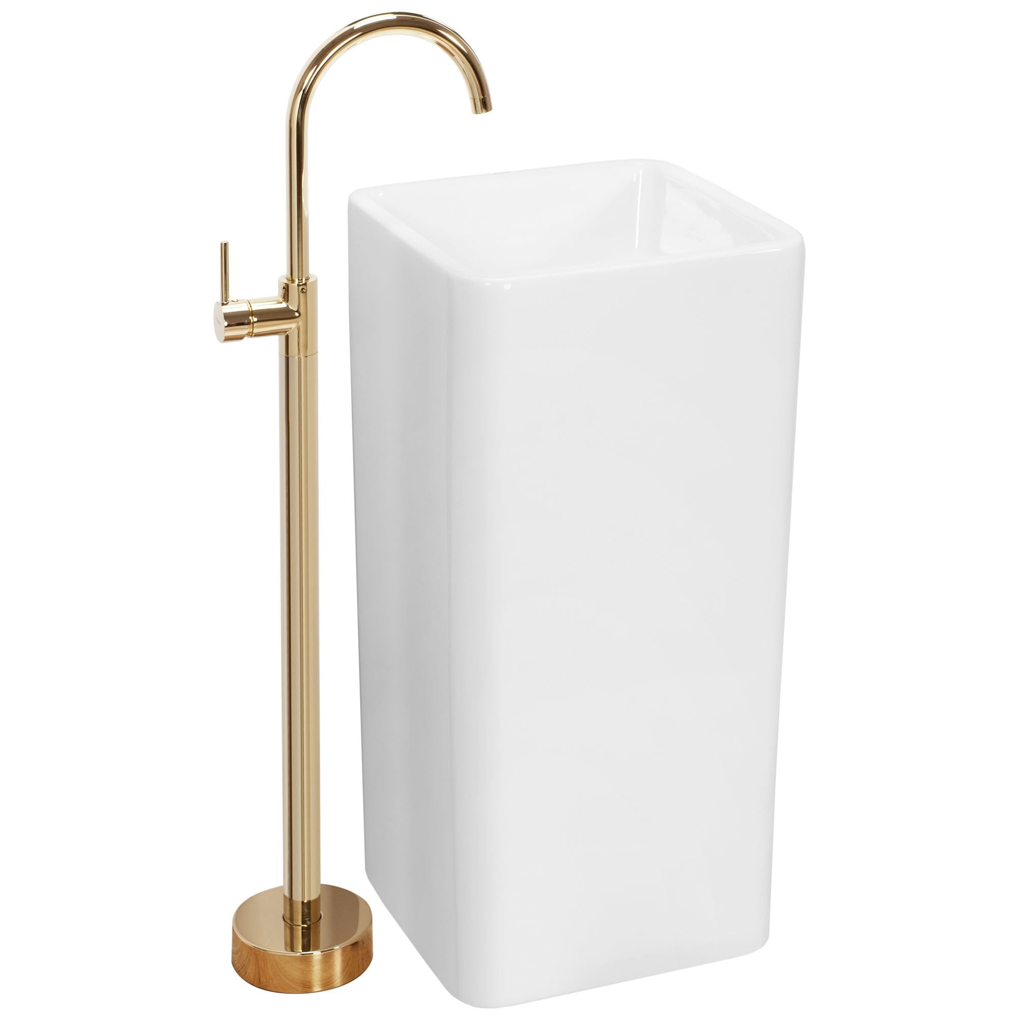 Rea HOLLY Lavabo Independiente Lavabo de baño 40 x 40,5 x 85 cm Cerámica (Blanco)