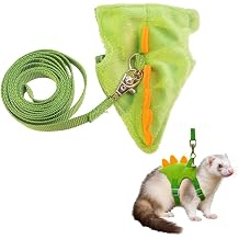 Ferret Harness and Leash Set Dinosaur Shaped Guinea Pig Leash Hedgehog Hamster Rat Harness Adjustable Ferret Stuff Hedgehog Accessories for Rabbit Bunny Teacup Chihuahua Mouse Small Pet, Green