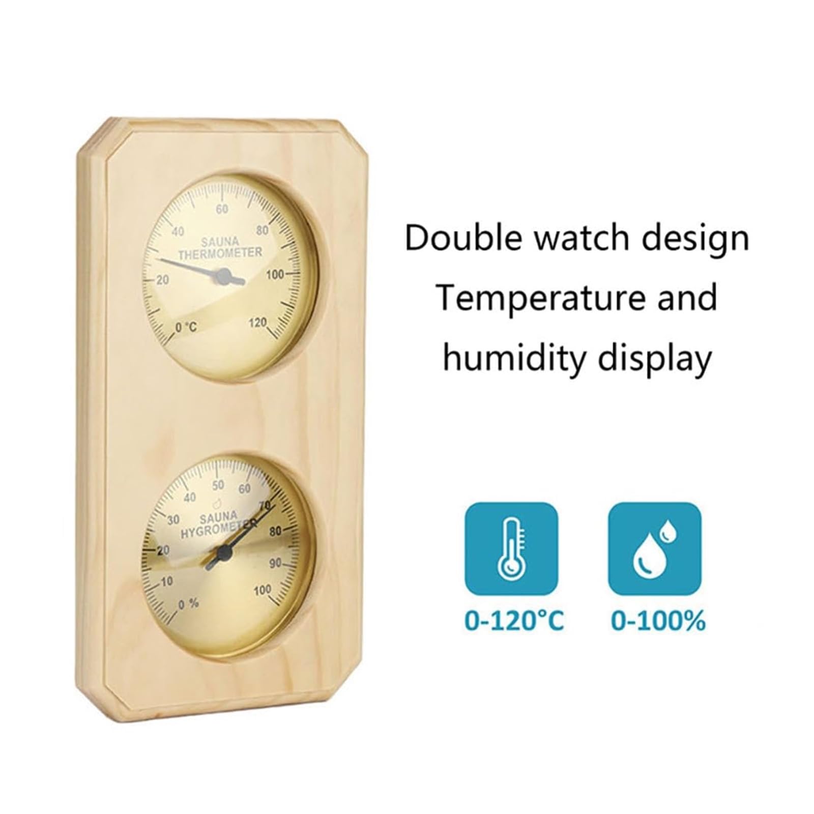 Stazione Meteo analogica, Barometro, Igrometro da parete in metallo e legno, igrometro for sauna, non richiede batterie