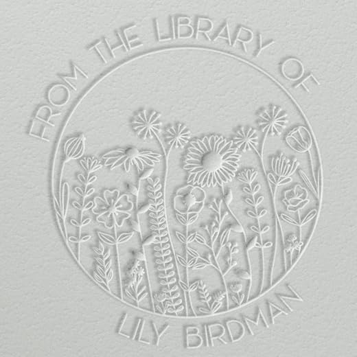 STAMPI Custom Personalized Book Embosser - Custom Name Stamp Seal with Your Name from The Library of - The Library of Gift Ex Libris, Floral Designs - Custom Embosser Stamp Seal Kit (Wildflowers)
