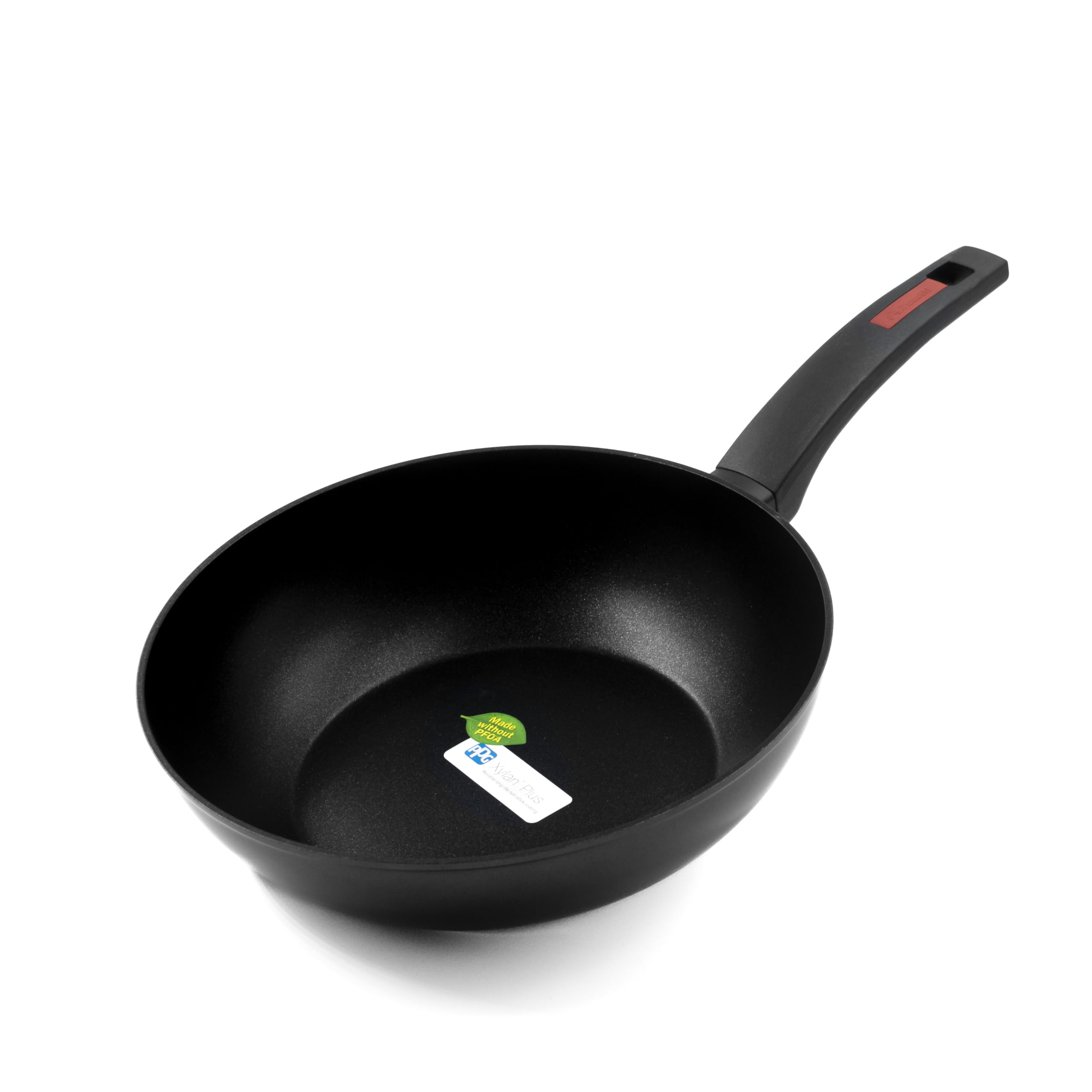 Zanetti Evolution Induction Wok Diameter 28 cm, Wok Pan with Non-Stick Base, High Thickness, Wok with Comfortable Handle, Black