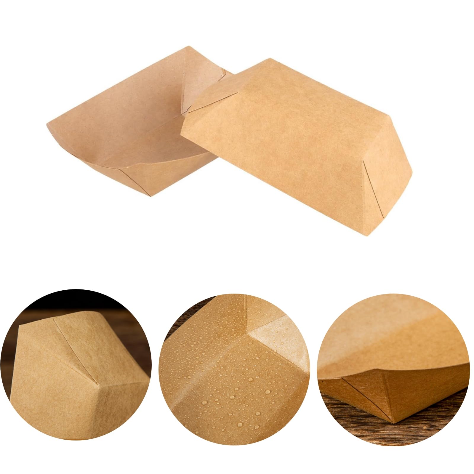 Lot de 300 bols à frites jetables en carton kraft - Bols jetables pour amuse-bouches, frites, salades - Dimensions 12.6x7.5x3.6 cm - Marron
