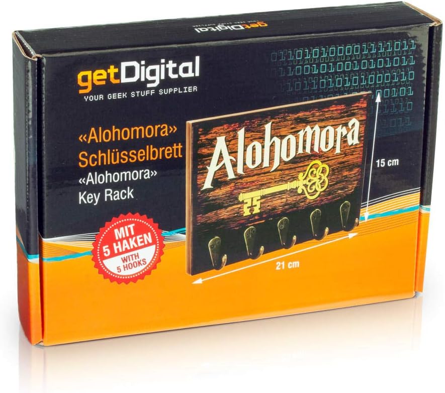 getDigital Alohomora Key Rack | Magical Home & Office Decor Key Holder with 5 Metal Hooks | Also Suitable as a Hanger for Clothes, Bags or Dog Leashes
