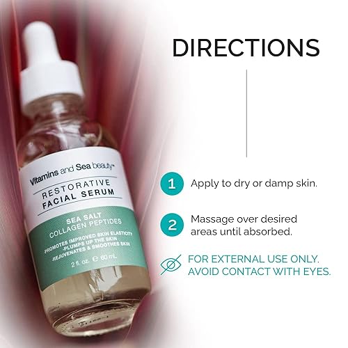 Miniatura 6 de Vitamins and Sea Beauty Suero de sal marina y péptidos de colágeno, antienvejecimiento, reafirmante, relleno y suavizante suero facial para líneas
