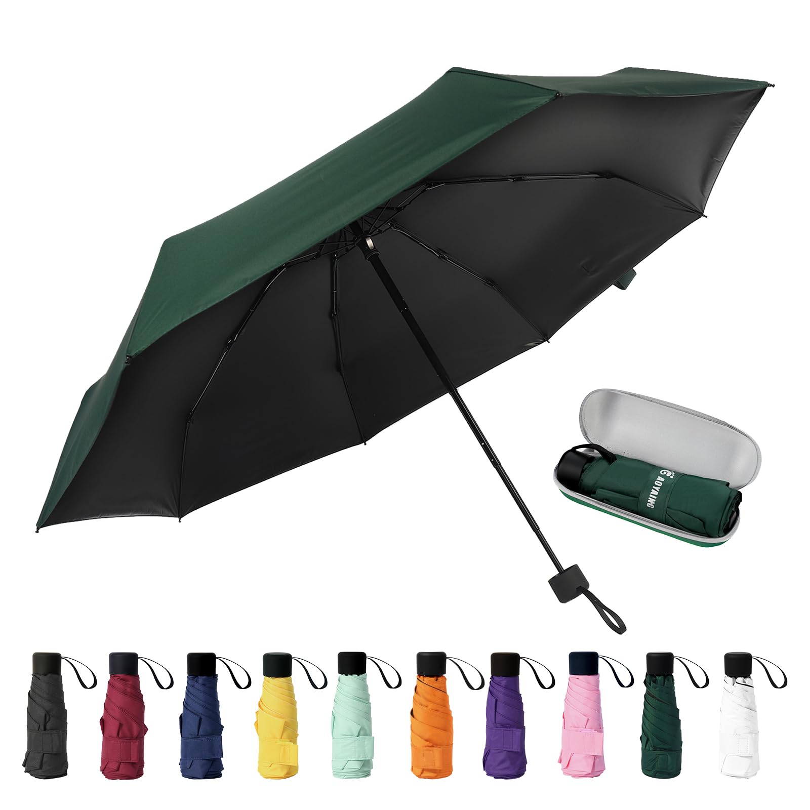 GAOYAING Compact Travel Umbrella with Case Sun&Rain Lightweight Small and Compact Suit for Pocket