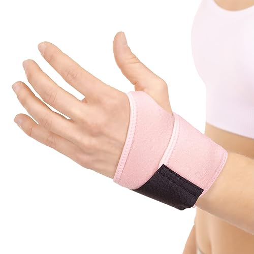 BraceAbility Muñequera para mujer  Envoltura de compresión de cobre rosa derecha o izquierda para el embarazo túnel carpiano, tratamiento de