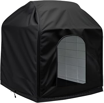 Outdoor Dog House Cover, Waterproof & Dustproof Protective Liner, Reflective Silver Interior, Fits 42" W x 38" D x 39" H Outdoor Kennel Cover Only Black