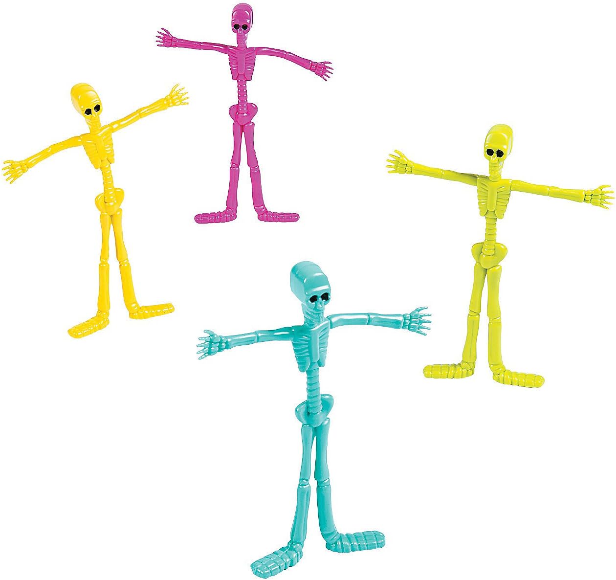 Fun Express - Spookadelic Neon Skeleton Bendables for Halloween - Toys - Character Toys - Bendables - Halloween - 24 Pieces